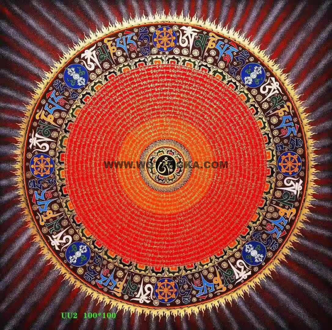 编号188-646797：彩绘唐卡-吉祥八宝坛城（100*100CM左右）