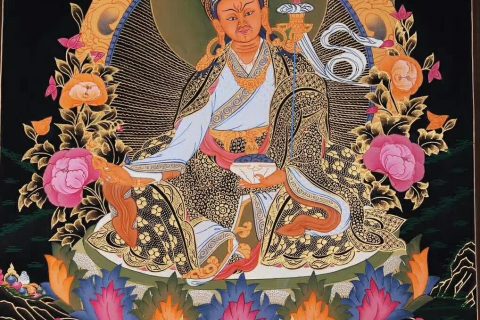 编号188-179068：黑金唐卡-莲花生大士（50*38CM左右）