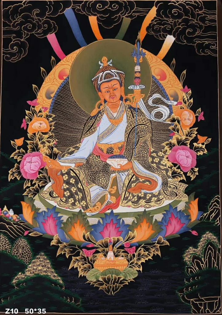 编号188-179068：黑金唐卡-莲花生大士（50*38CM左右）