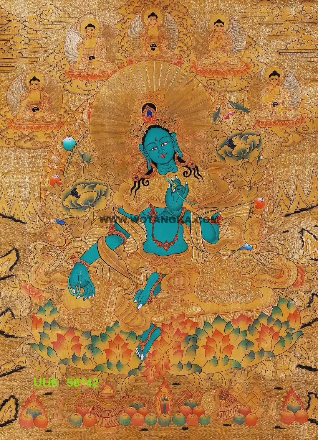 编号188-407093：黄金唐卡-绿度母（56*42CM左右）