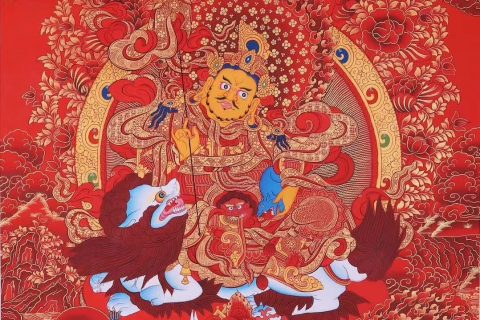 编号188-910066：红金唐卡-财宝天王（75*55CM左右）