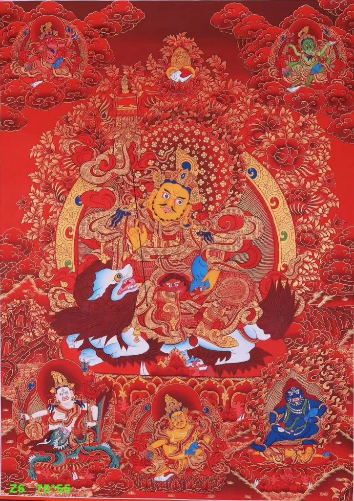 编号188-910066：红金唐卡-财宝天王（75*55CM左右）