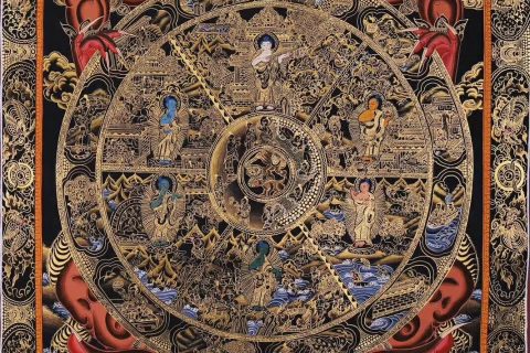 编号188-476543：黑金唐卡-六道轮回（102*75CM左右）