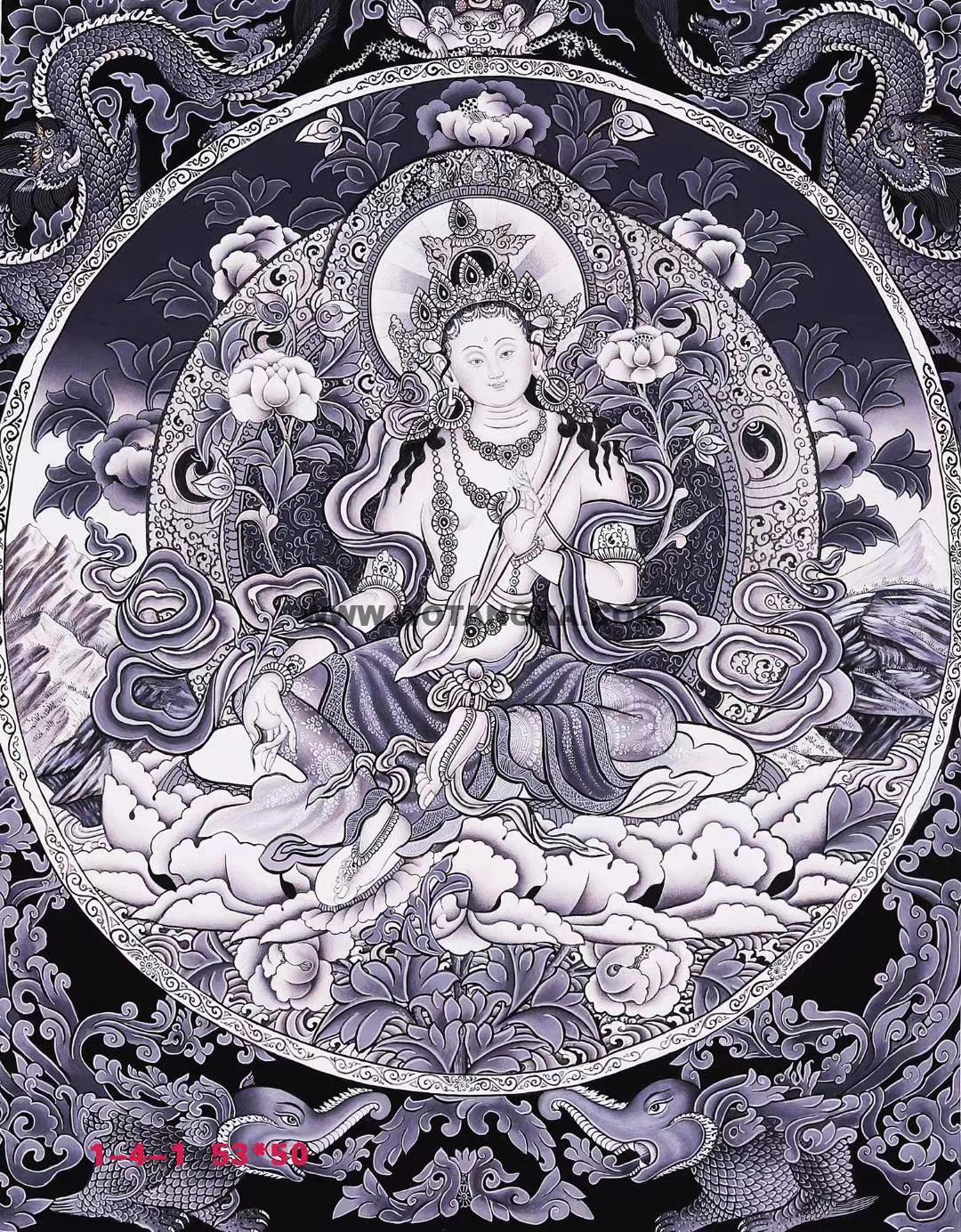 编号138-862195：彩绘唐卡-绿度母（53*50CM左右）