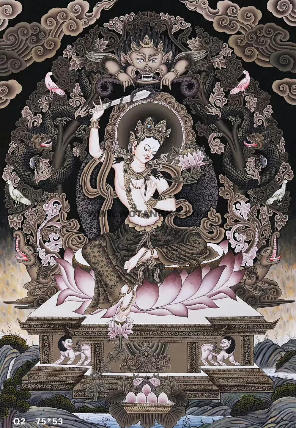 编号138-692285：彩绘唐卡-文殊菩萨（75*53CM左右）