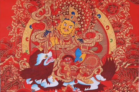 编号188-849962：红金唐卡-财宝天王（75*55CM左右）