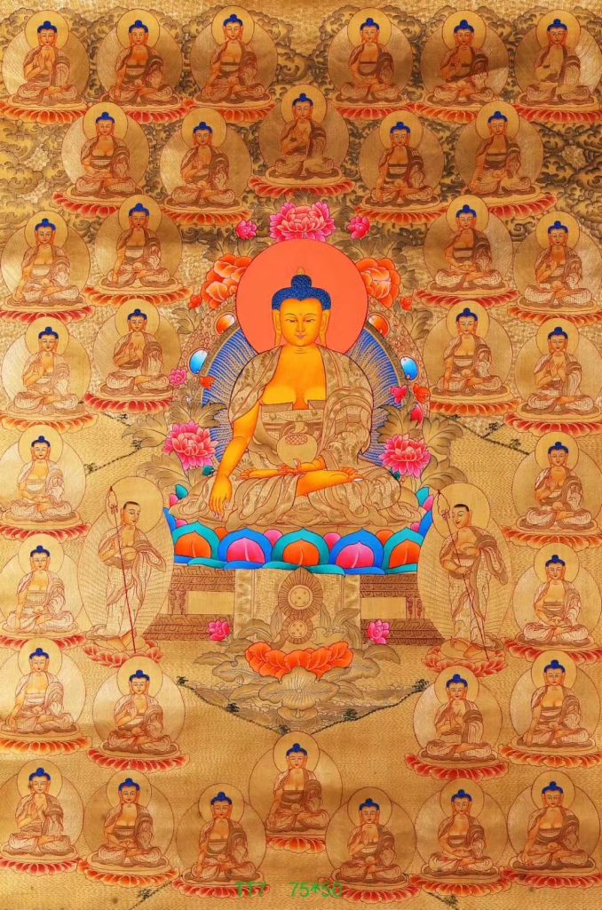 编号188-894144：黄金唐卡-释迦牟尼佛三十五佛（75*50CM左右）