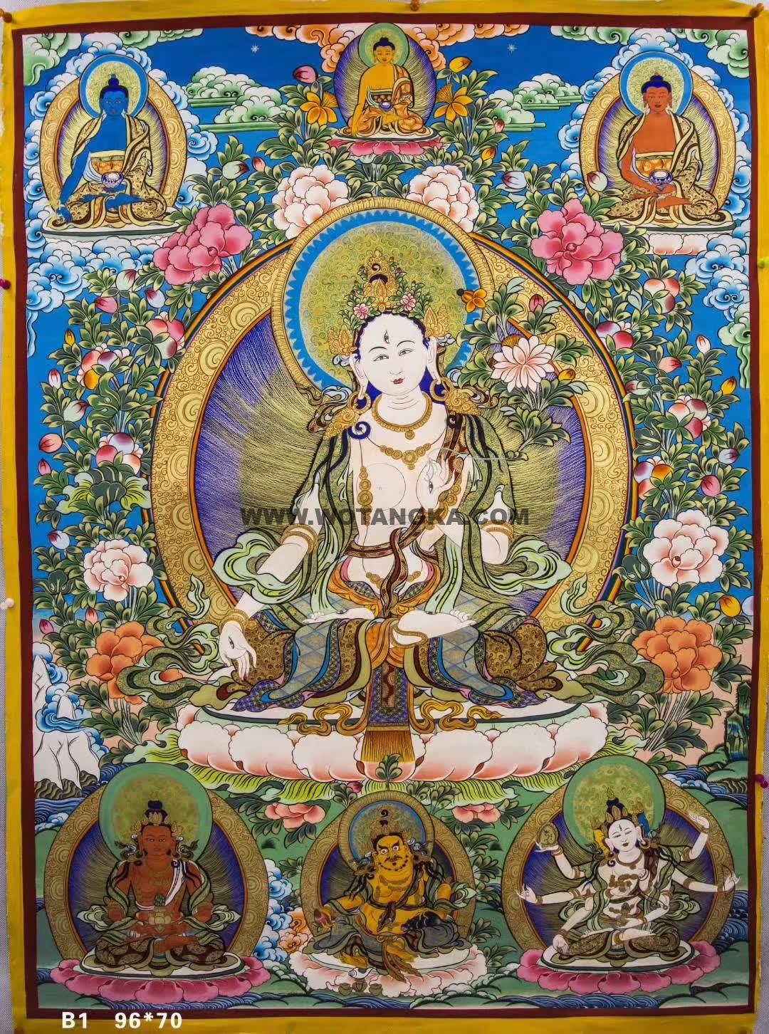 编号138-724120：彩绘唐卡-白度母（96*70CM左右）