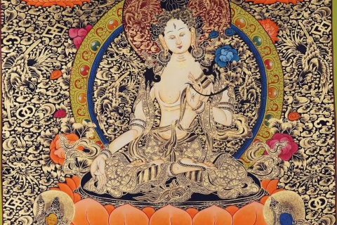 编号138-946495：黑金唐卡-白度母（55*40CM左右）