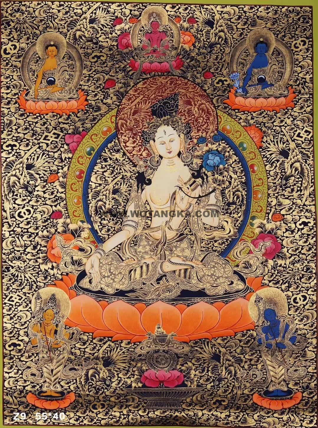 编号138-946495：黑金唐卡-白度母（55*40CM左右）