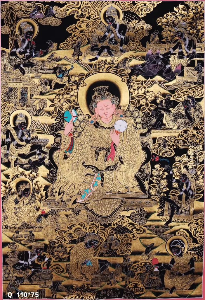 编号138-327926：黑金唐卡-莲花生大士（110*75CM左右）