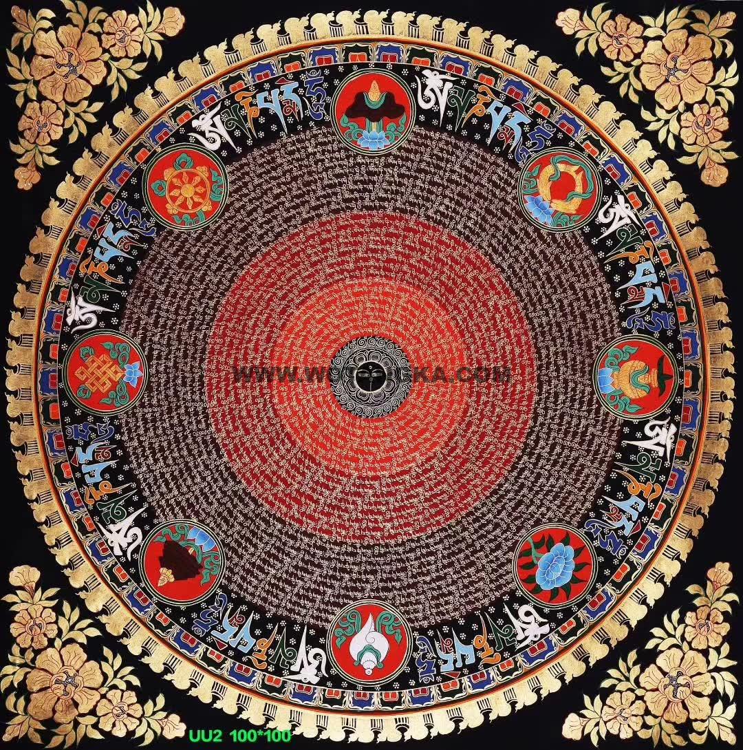 编号188-407812：彩绘唐卡-吉祥八宝坛城（100*100CM左右）