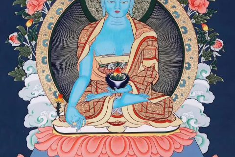 编号138-959706：彩绘唐卡-药师佛（65*46CM左右）