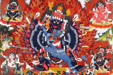 编号188-228866：彩绘唐卡-大威德金刚（120*85CM左右）