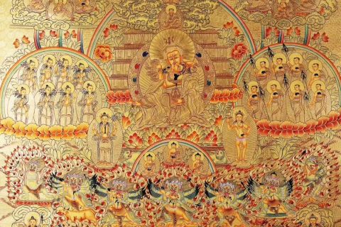 编号188-665268：黄金唐卡-莲花生大士宁玛派皈依境（100*70CM左右）