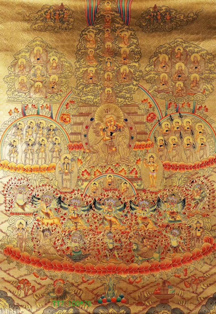 编号188-665268：黄金唐卡-莲花生大士宁玛派皈依境（100*70CM左右）