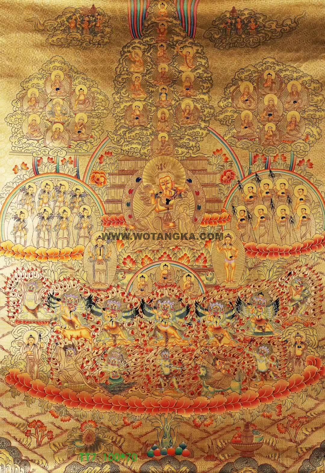 编号188-665268：黄金唐卡-莲花生大士宁玛派皈依境（100*70CM左右）