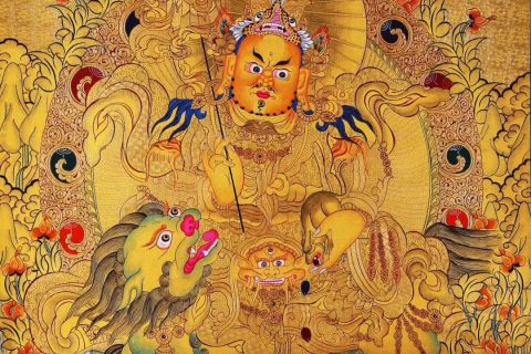 编号188-814332：黄金唐卡-财宝天王（75*45CM左右）