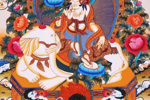 编号138-714430：彩绘唐卡-普贤菩萨（70*50CM左右）
