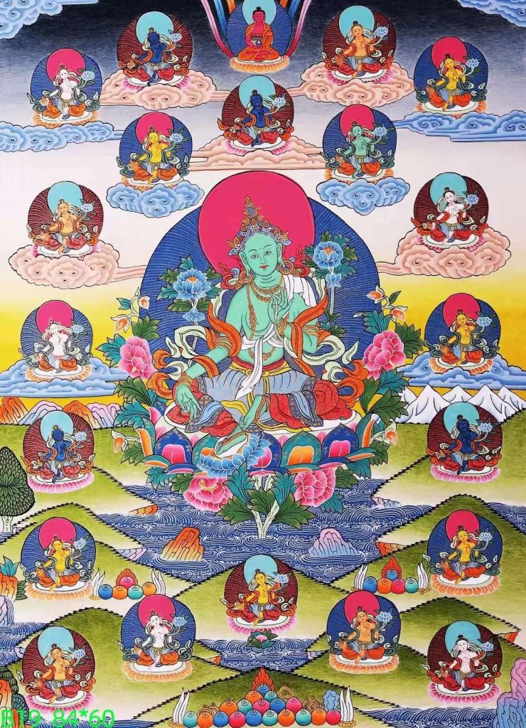 编号138-931766：彩绘唐卡-二十一度母（84*60CM左右）