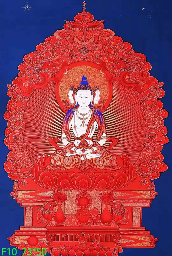 编号138-591099：红金唐卡-四面大日如来（73*50CM左右）
