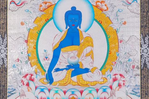 编号188-709960：白银唐卡-药师佛（85*60CM左右）