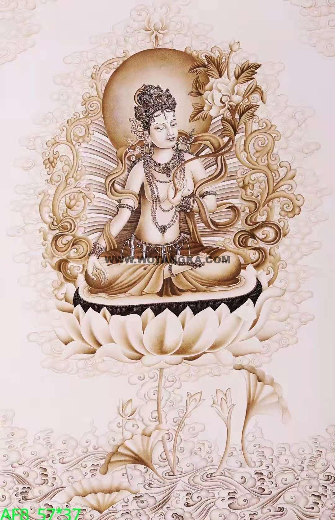 编号168-619953：彩绘唐卡-白度母（57*37CM左右）