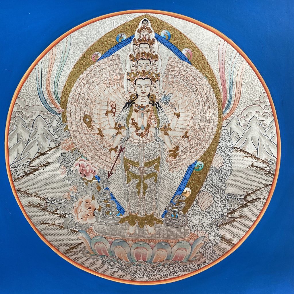 编号188-792897：白银唐卡-千手观音（30*30CM左右）