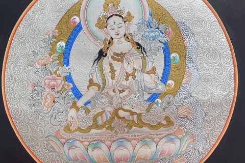 编号188-323035：白银唐卡-白度母（30*30CM左右）