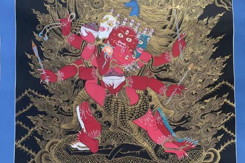 编号188-854770：黑金唐卡-马头金刚（62*46CM左右）