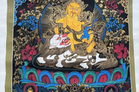 编号188-957175：彩绘唐卡-财宝天王（75*50CM左右）