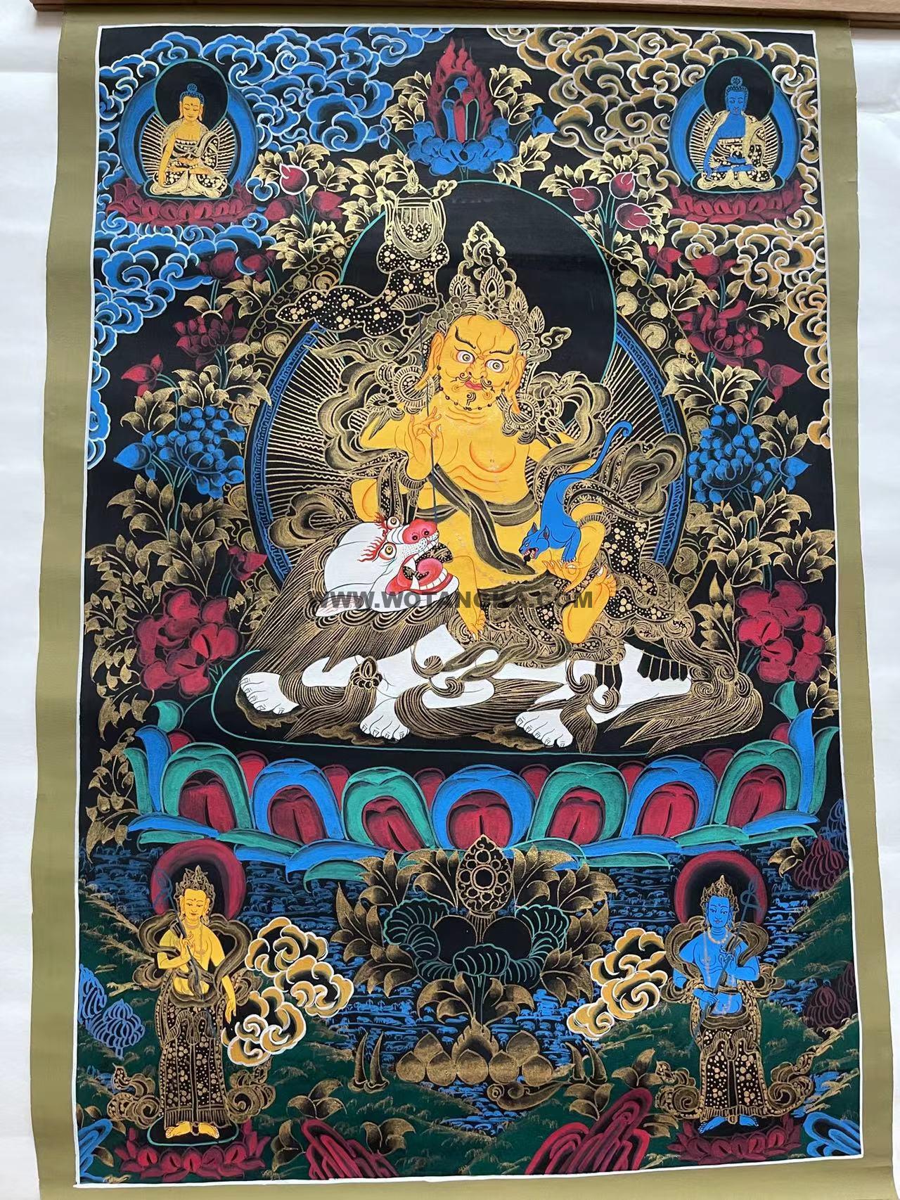 编号188-957175：彩绘唐卡-财宝天王（75*50CM左右）