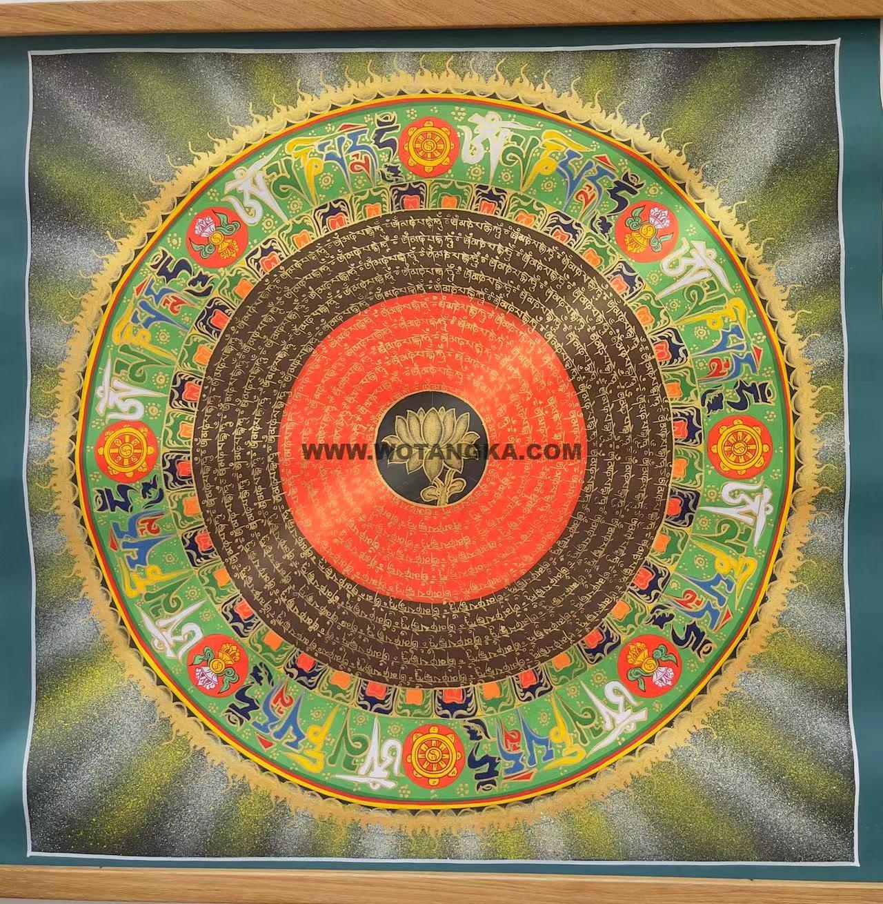 编号188-302662：彩绘唐卡-六字真言坛城（50*50CM左右）