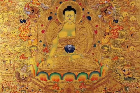 编号188-319490：黄金唐卡-药师佛（100*70CM左右）