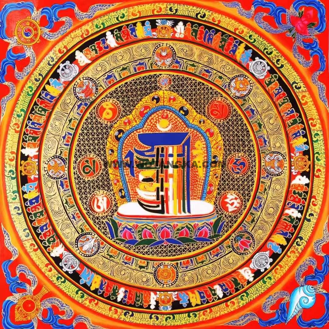 编号138-153488：彩绘唐卡-十相自在坛城（50*50CM左右）