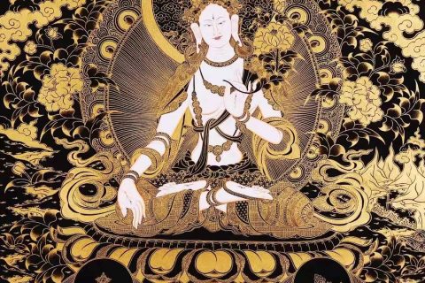编号138-338865：黑金唐卡-白度母（140*100CM左右）