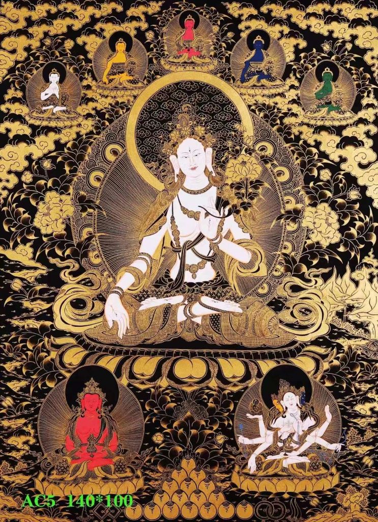 编号138-338865：黑金唐卡-白度母（140*100CM左右）