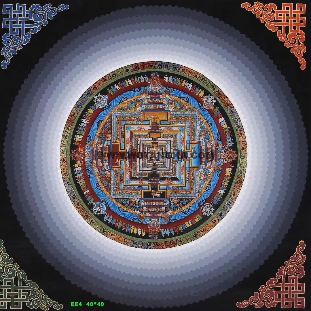 编号158-371381：彩绘唐卡-时轮金刚坛城（40*40CM左右）