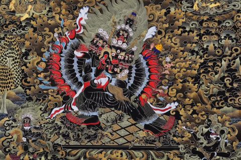 编号158-910509：黑金唐卡-大威德金刚（120*80CM左右）