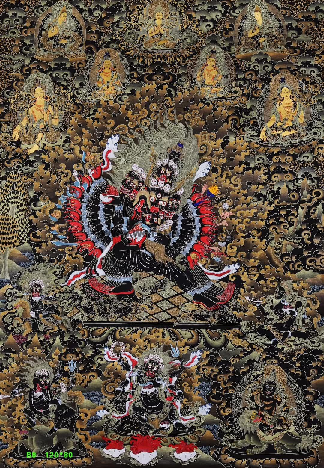 编号158-910509：黑金唐卡-大威德金刚（120*80CM左右）