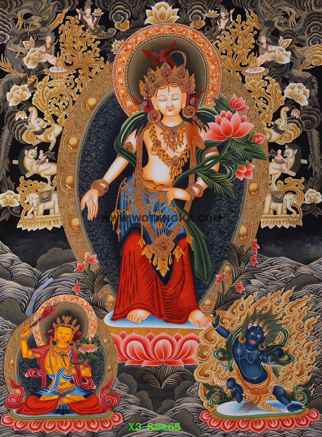 编号158-282272：彩绘唐卡-观音菩萨（85*65CM左右）