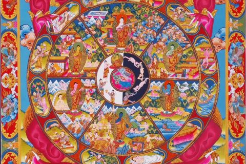 编号158-357321：彩绘唐卡-六道轮回（55*42CM左右）