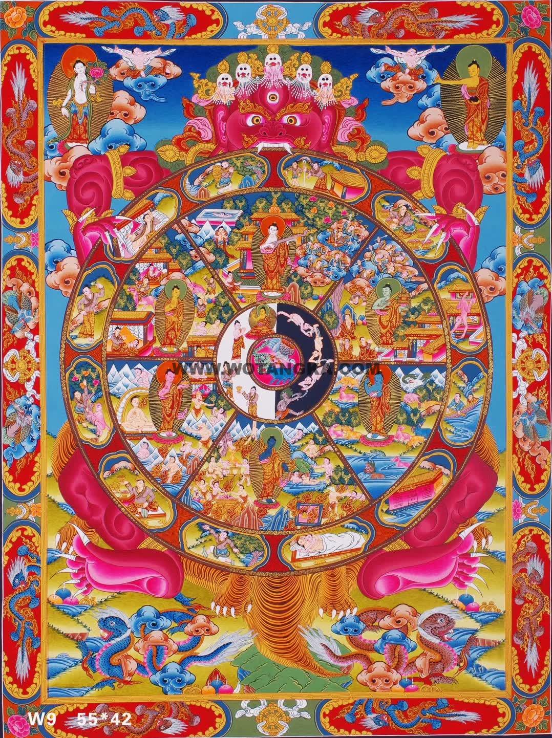 编号158-357321：彩绘唐卡-六道轮回（55*42CM左右）