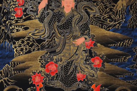 编号158-923681：黑金唐卡-莲花生大士（150*100CM左右）