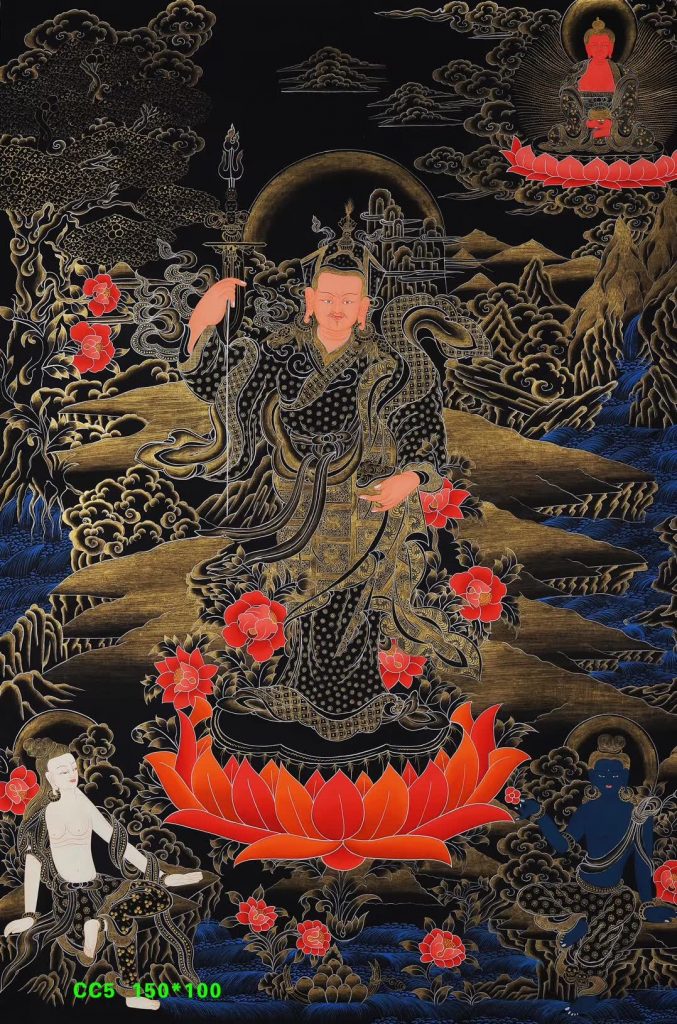 编号158-923681：黑金唐卡-莲花生大士（150*100CM左右）