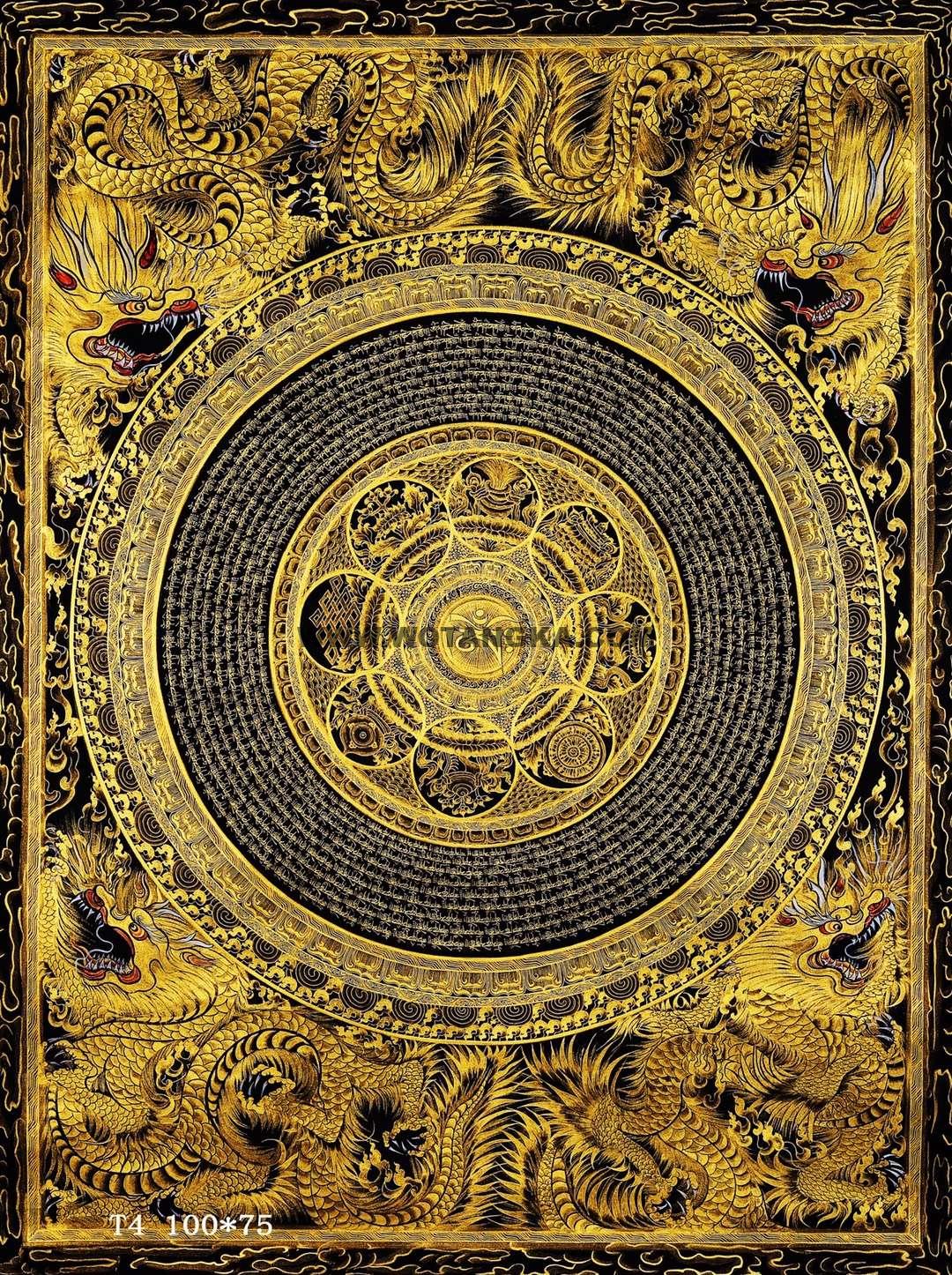 编号158-702637：黑金唐卡-吉祥八宝坛城（100*75CM左右）