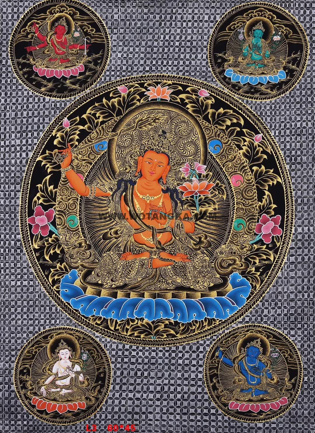 编号158-496107：彩绘唐卡-文殊菩萨（60*45CM左右）