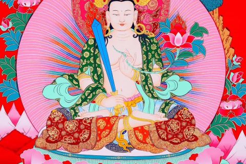 编号158-305573：彩绘唐卡-虚空藏菩萨（75*50CM左右）