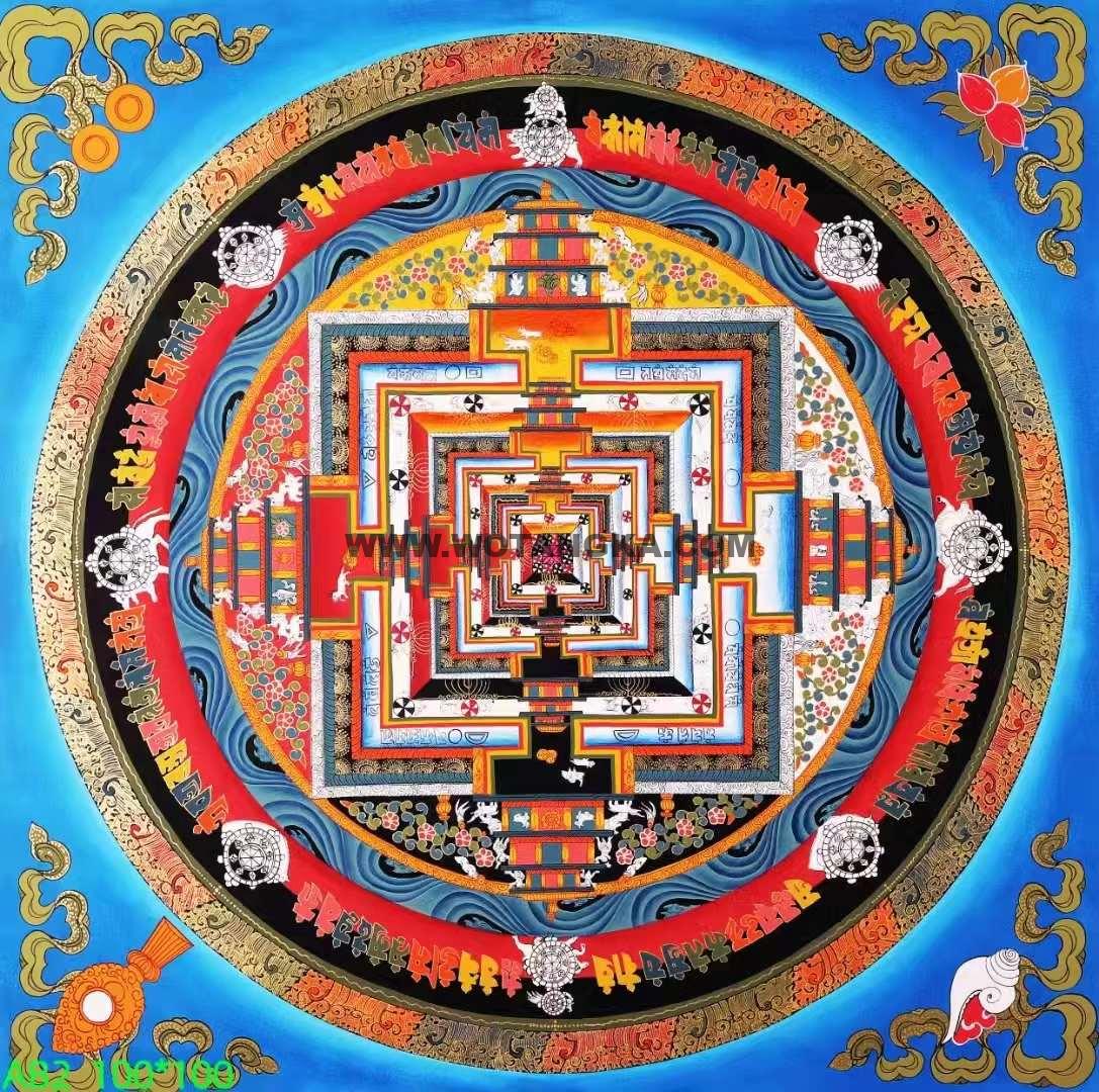 编号138-109368：彩绘唐卡-时轮金刚坛城（100*100CM左右）
