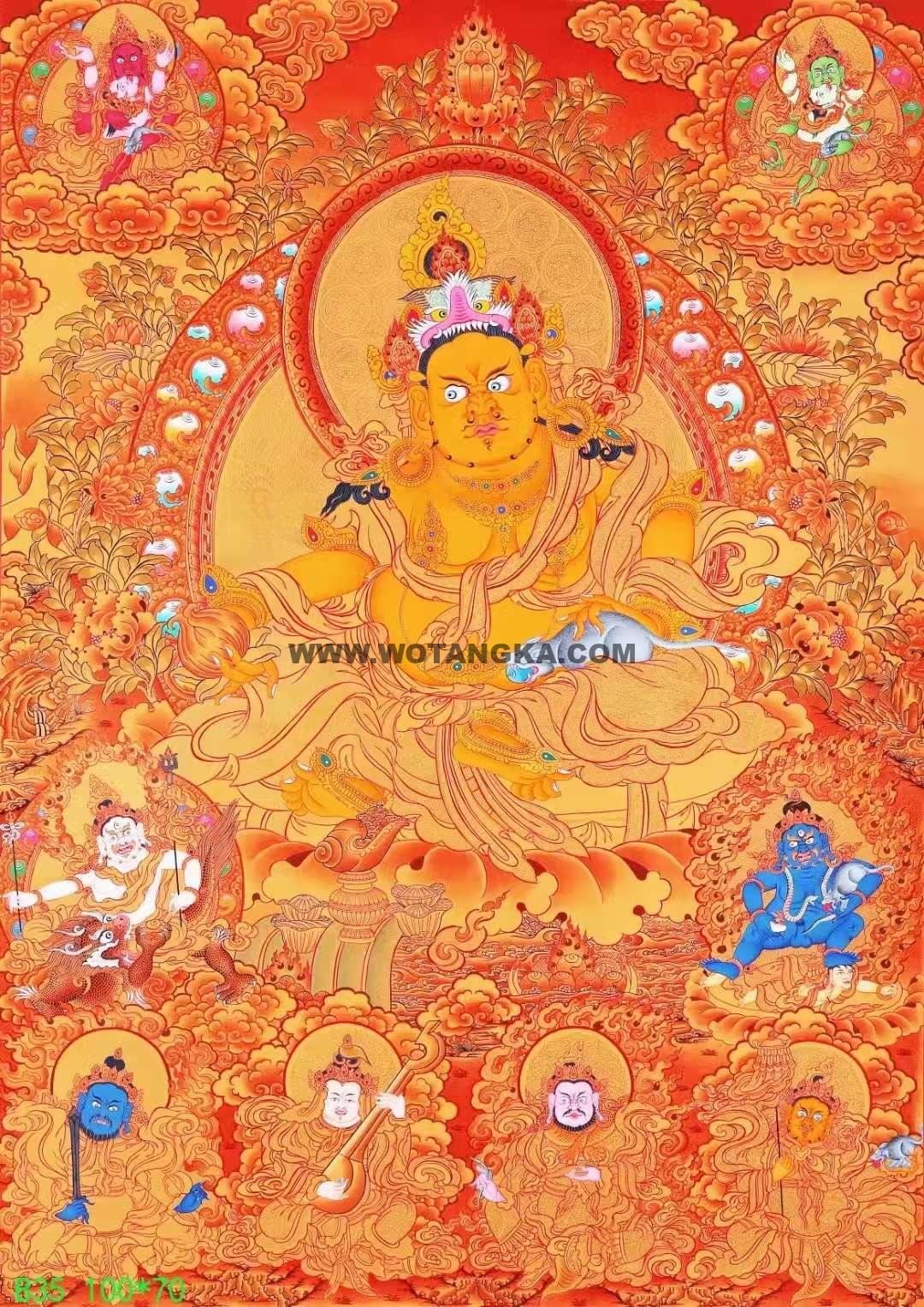 编号138-782426：黄金唐卡-五方财神（100*70CM左右）